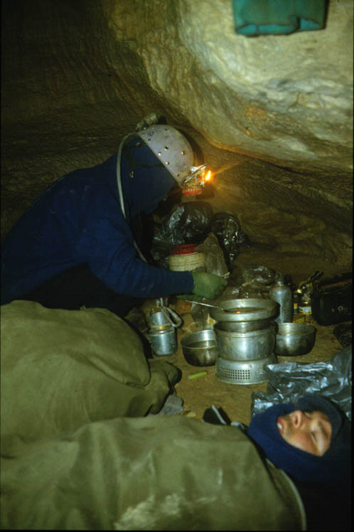 Deep underground campsite, Migovec System (D. Wilson)